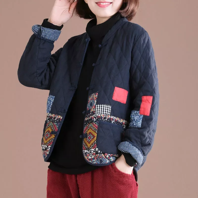 New2022 Filling Cotton Thin Jacket Autumn And Winter Lndie Folk Style Woman Parkas Female Coats