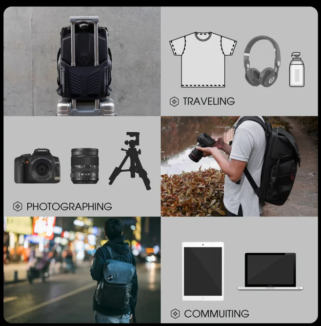 Рюкзак VSGO Camera Водонепроницаемый противоударный рюкзак для фотографии и