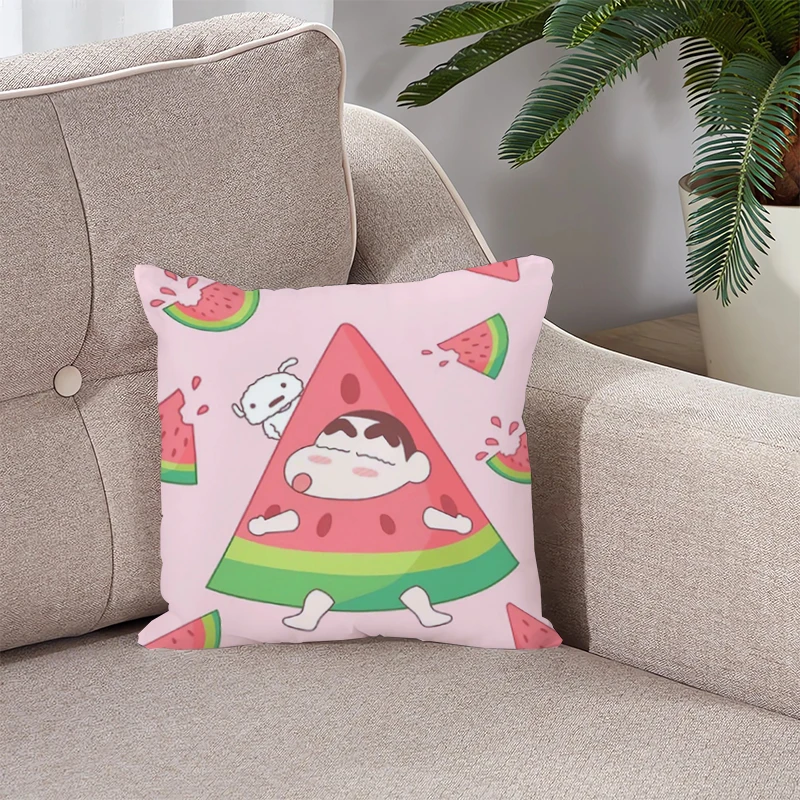 

Decorative Pillows for Bed Crayon Shin Chans Throw Pillow Covers Cushion Cover Short Plush Pillowcase Cushions Sofa 45*45 Cases