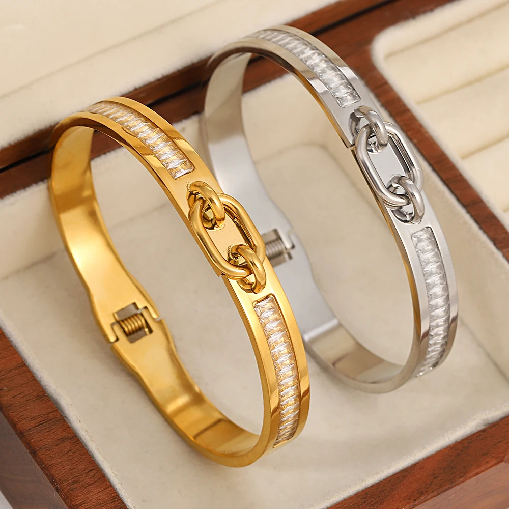 Винтажные браслеты из нержавеющей стали с подвеской и пряжкой для ремня золотого