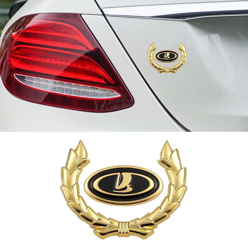 

For Kalina 1117 1118 Priora 2 NIVA Safari Granta 2107 2109 2110 Gold Alloy Car Body Sticker Emblem Decal Accessories Car Styling