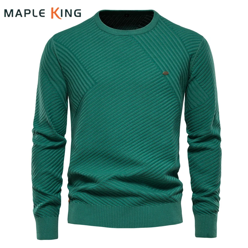 

Vintage Striped Knitted Sweater For Men Tactical Military Outdoor Cotton Solid Pullover Jumper Sweaters Mens Jersey Streetwear