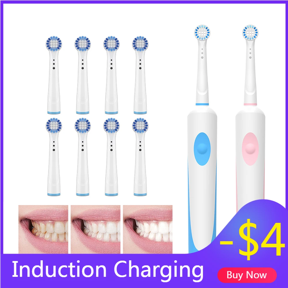 

Wholesale Electric Toothbrush Fast Automatic Wireless Induction Charging Adult Whitening Tooth Brush with 8 Replacement Heads