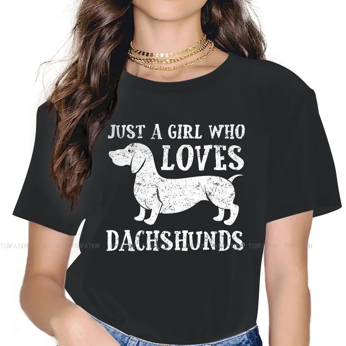 

Just a Girl Who Loves Dachshunds Special TShirt for Girl Sausage Dog Comfortable New Design Graphic T Shirt Short Sleeve