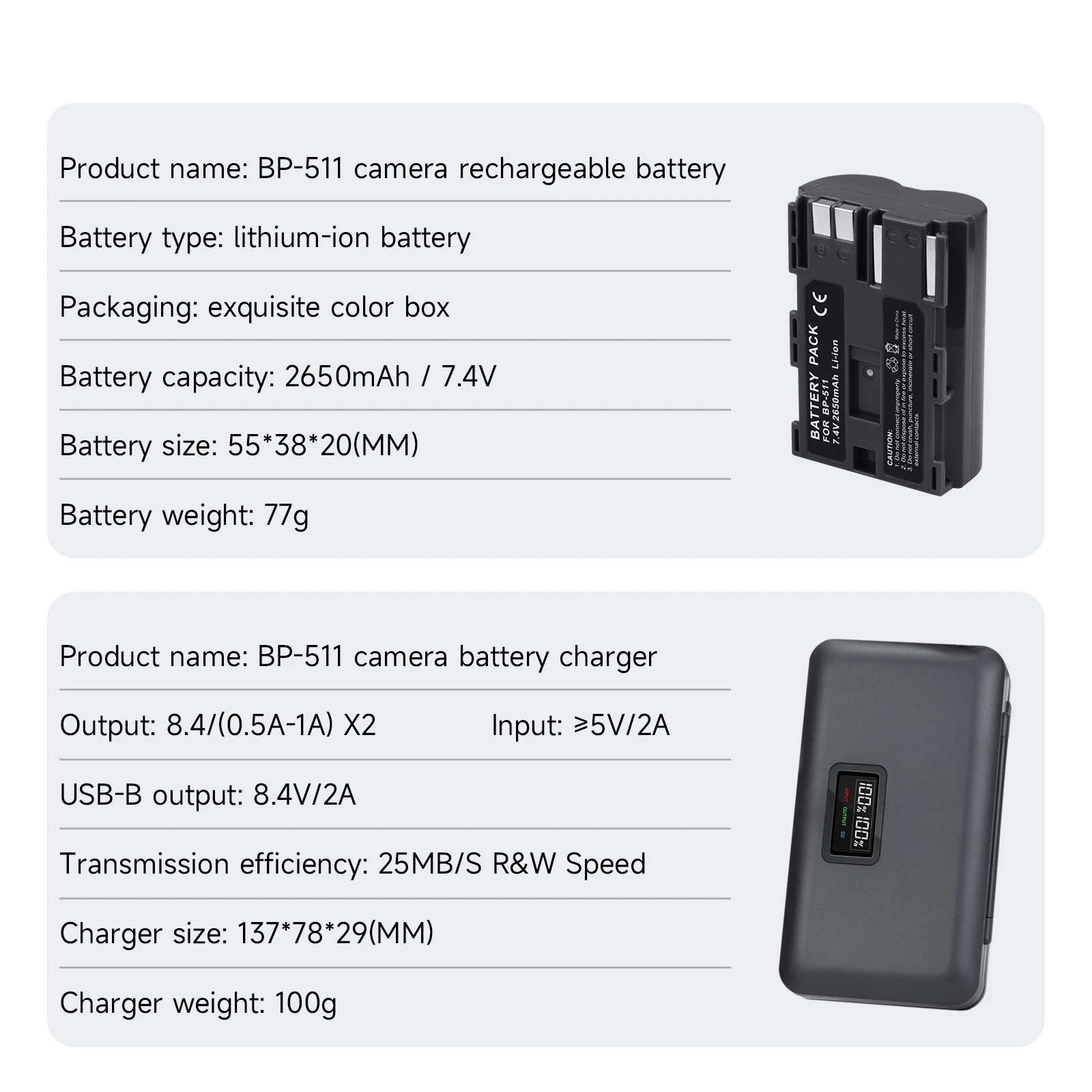 BP-511A BP511A BP-511 BP511 Аккумулятор для камеры + USB-зарядное устройство для хранения ЖК-дисплея для Canon EOS 40D 5D 50D 20D 300D 10D 30D 5D Mark I (art.: 3920ccc600e4c) - 3920ccc600e4c