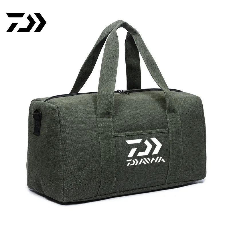 

Daiwa Men Fishing Bag Canvas Handbag Multifunction Foldable Bags Carry on Luggage Bag Men Tote Large Capacity Fishing Bag