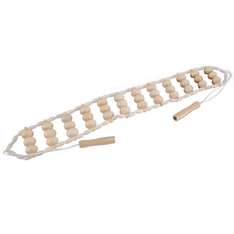 

Quality Hand Hold Back Massager New Beige Wooden Bead Body Neck Back Waist Care Roller Self Massager 1PC