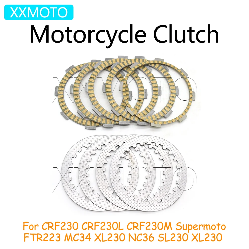 Фото Для Honda CRF230 CRF230L CRF230M Supermoto FTR223 MC34 XL230 мотоциклетные диски сцепления фрикционные стальные комплекты дисков аксессуары №1