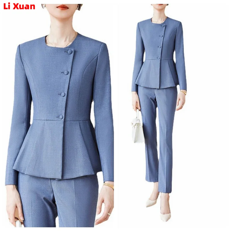 Spring Autumn Formal Ladies  Blazer Women Business Suits with Sets Work Wear Office Uniform 2-piece Large Size Pants Jacket Set
