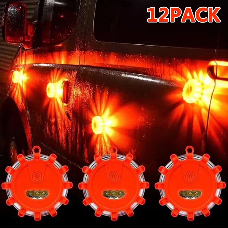 1/2/3/4/6/8/10/12Pcs Led Warnung Licht Gebaut-In Batterie 9 Modus Sicherheit Flare Dash Notfall Blinkende Lampe Tragbare Strobe Licht