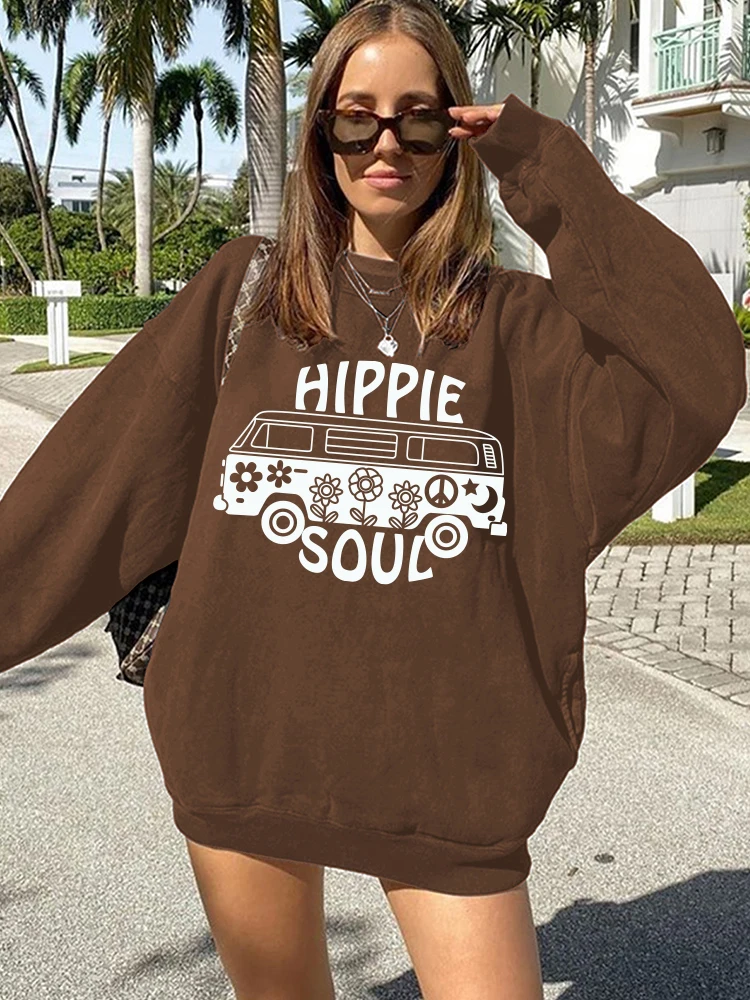 Женский свитшот с принтом в стиле хиппи Осень-зима