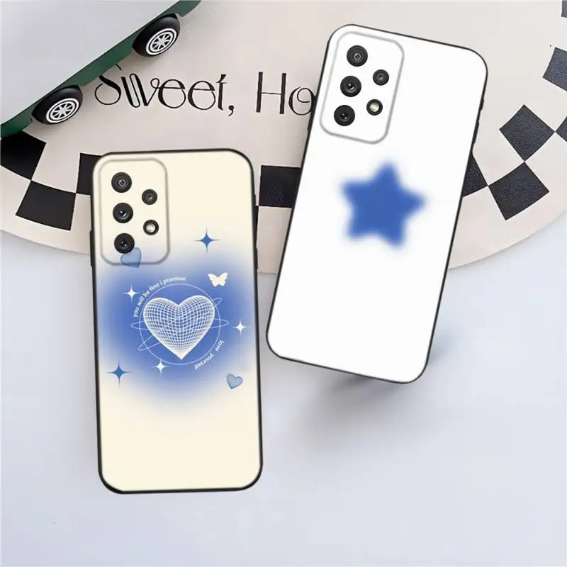 

korean ins blue stylish Phone Case For Samsung Galaxy A13,A21s,A22,A31,A32,A52,A53,A71,A80,A91 Soft Black Phone Cover