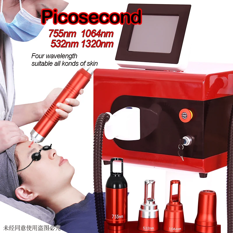 

High Technology Four Wavelengths Nd Yag Laser 755 1320 1064 532 Nm Picosecond Beauty Machine For Tattoo Eyebrow Wrinkle Removal