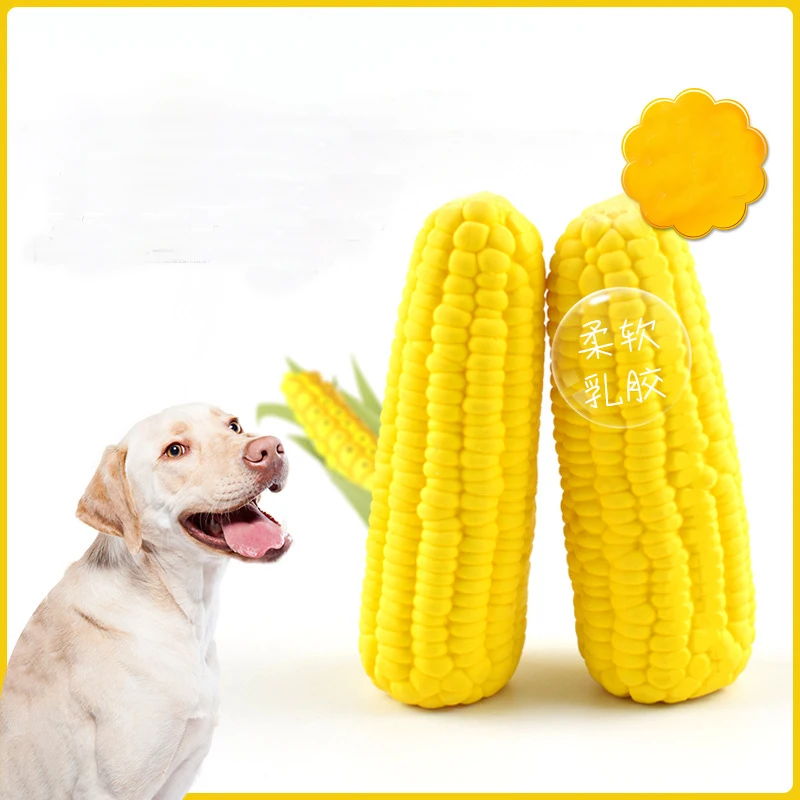 

Dog Accessories Puppy Pet Items Squeak Toys Sounding Corn Emulsion Yellow Teeth Cleaning Training Interactive Bite Molar