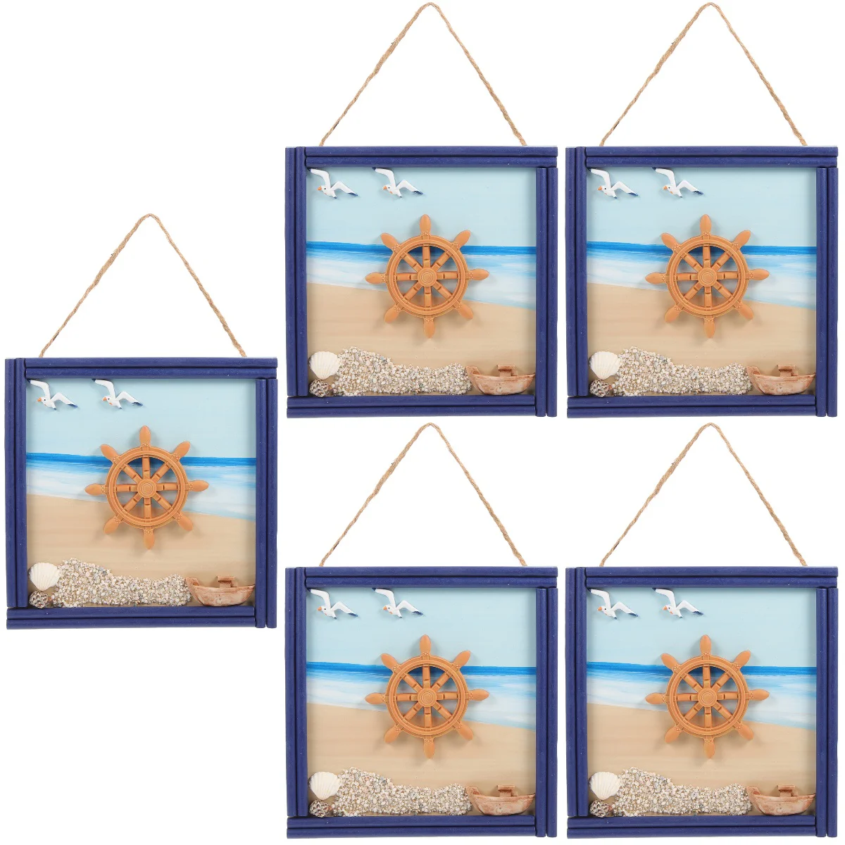 

5 Count Mediterranean Painting Decor Home Coastal Seascapes Gallery Hanging Nautical Wall Painting Wood Nautical Decor Child