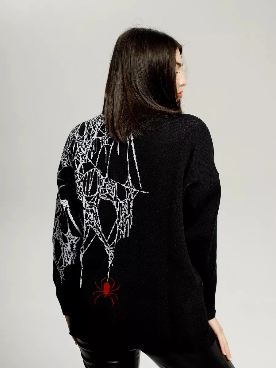 Женский свитер с длинным рукавом свободный Готический в стиле хип-хоп принтом