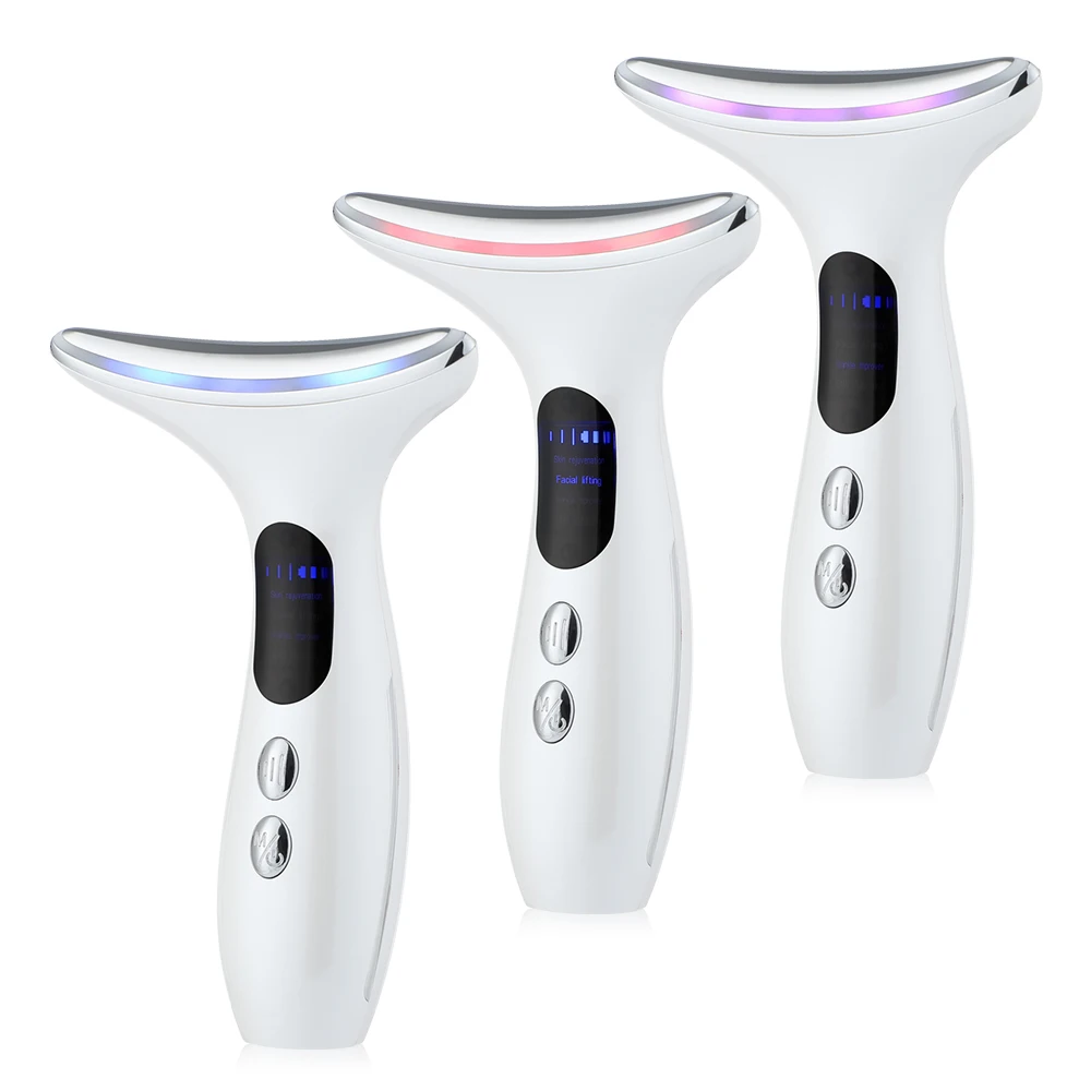 

4 Modes Led Facial Neck Massager Photon Therapy Heating Face Neck Wrinkle Removal Anti-Aging Reduce Double Chin Skin Lifting