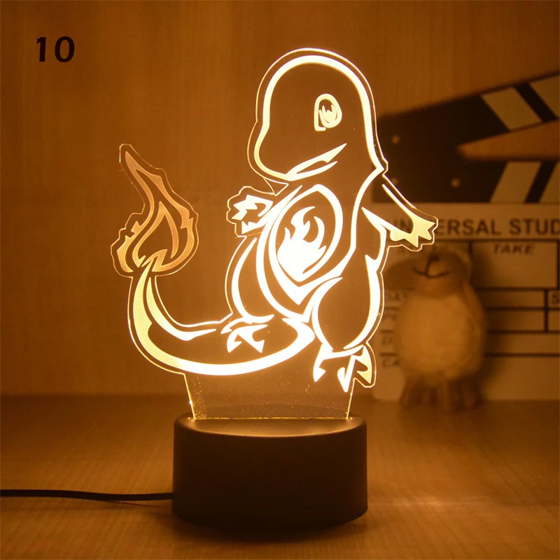 

Cute Squirtle Anime Bedroom Bedside Bulbasaur LED Light Pokemon Pikachu 3D Night Light Room Decor Kids Christmas Toy Gifts