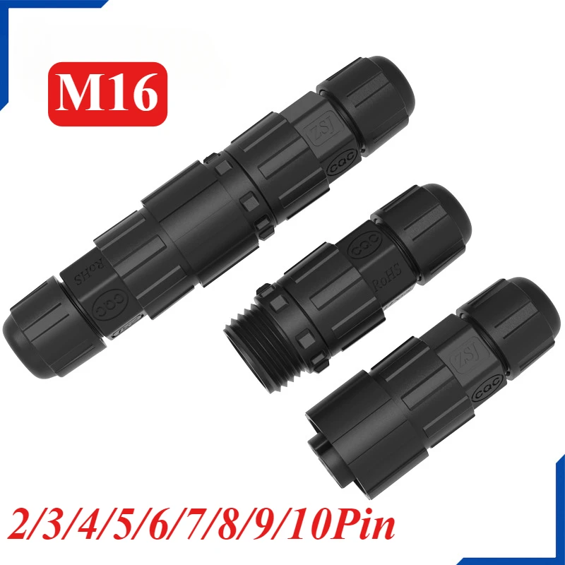

M16 Мужской Женский Док-разъем 2 3 4 5 6 7 8 9-контактный разъем Линия Открытый IP68 Водонепроницаемый винт/сварочный провод Силовая авиационная вилка