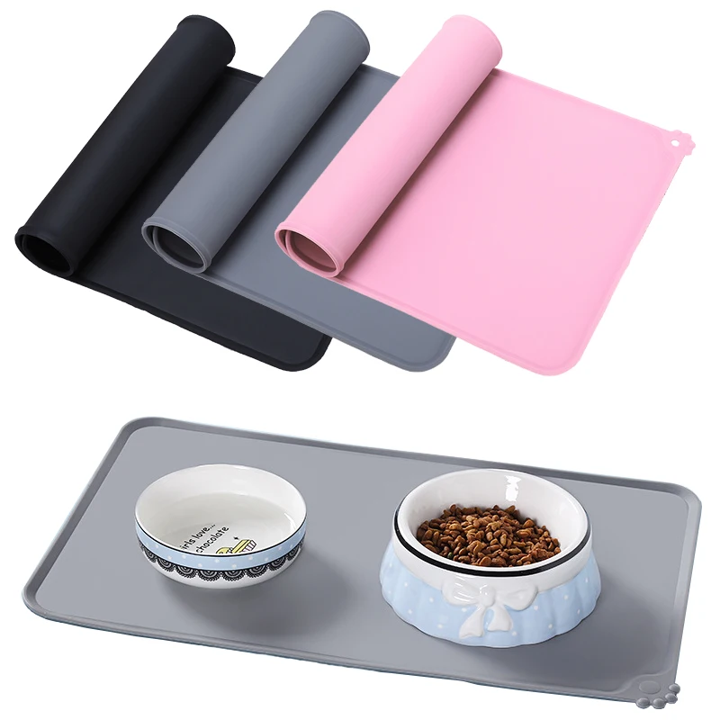 

Pet Products Are Easy To Clean and Environment-friendly Silicone Tape Hole Cat and Dog Tableware Dinner Mat Waterproof Pet Mat