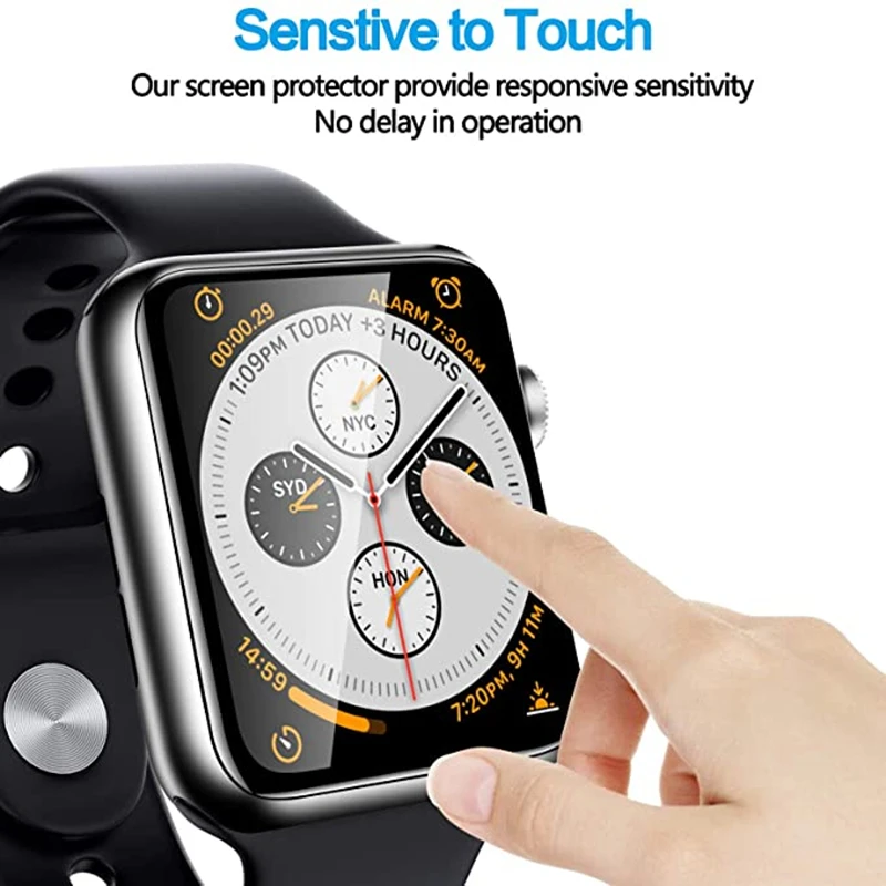 Soft Glass For Apple Watch series 45mm 44mm 38mm iWatch 7 6 5 se 4 3 42mm 40mm 41mm 9D HD Full Film Apple watch Screen Protector