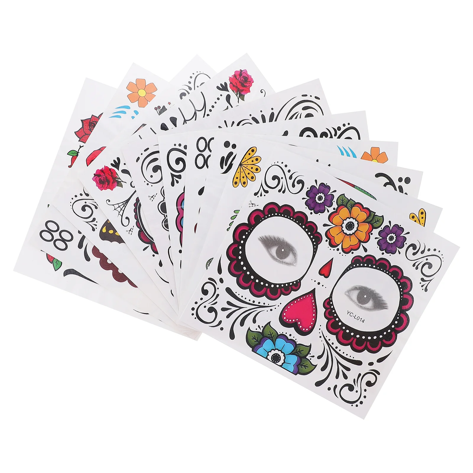 

10 Sheets Costume Makeup Day Of The Dead Floral Stickers Party Party Decor