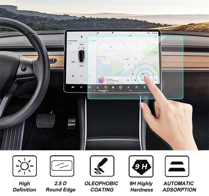 

2020 Car Navigation Touch Screen Tempered Glass Screen Protector 15" Center Control Touchscreen Protect Film For Tesla Model 3