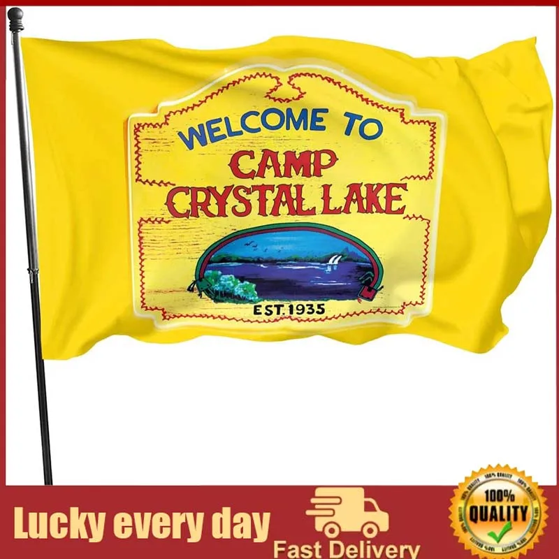 

Camp Crystal Lake Flag 3x5 Feet Tough Durable Colorfast Flag Indoor/Outdoor Polyester Flag Garden Office Flag Decorate