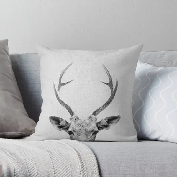 

Deer Black White Printing Throw Pillow Cover Waist Soft Home Decor Sofa Fashion Comfort Office Cushion Pillows not include