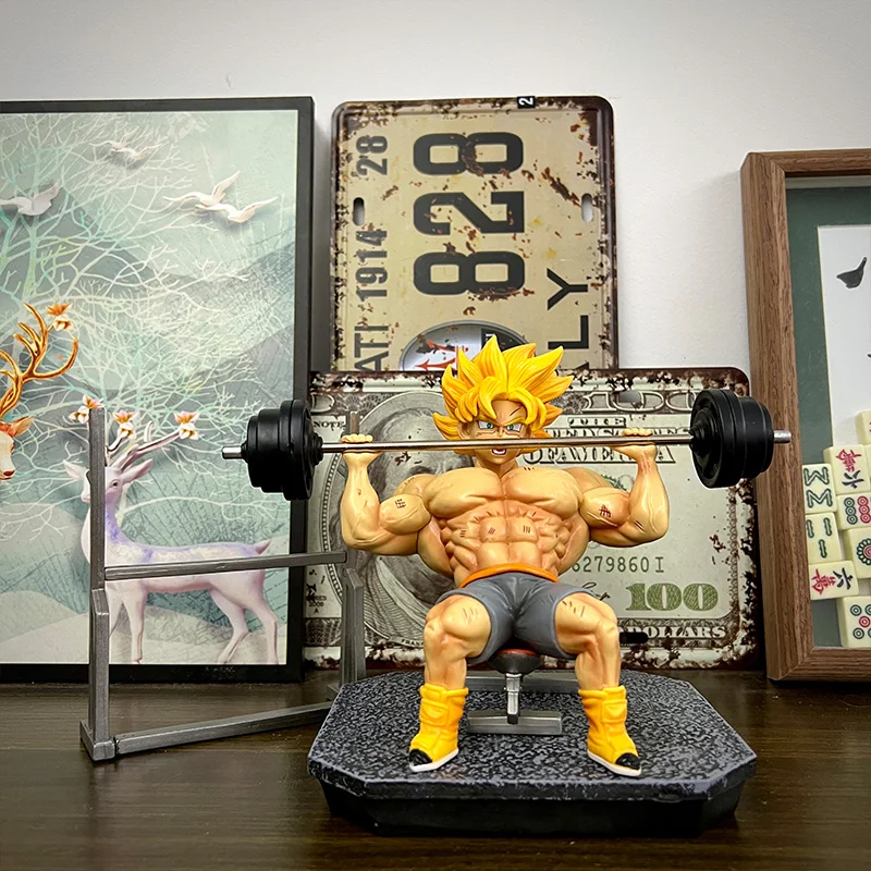 15 см Dragon Ball аниме фигурка Сон Гоку Push штанга фитнес ПВХ фигурки модель настольное