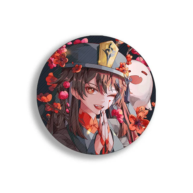 58mm Game Genshin Impact Badge Kazuha Yae Miko Venti Hu Tao Xiao Cosplay Cute Flower Brooch Pin Accessories For Backpack Gifts