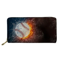 fire ball pattern long wallet personalized customized teenager%c2%a0zipper%c2%a0card clip bag interior slot pocket money bag%c2%a0unisex gift