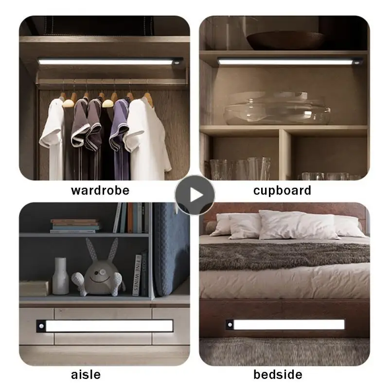 

Usb Rechargeable Led Under Cabinet Light 20/40/60cm Cabinet Light Ultra Thin Motion Sensor Closet Wardrobe Lamps Aluminum