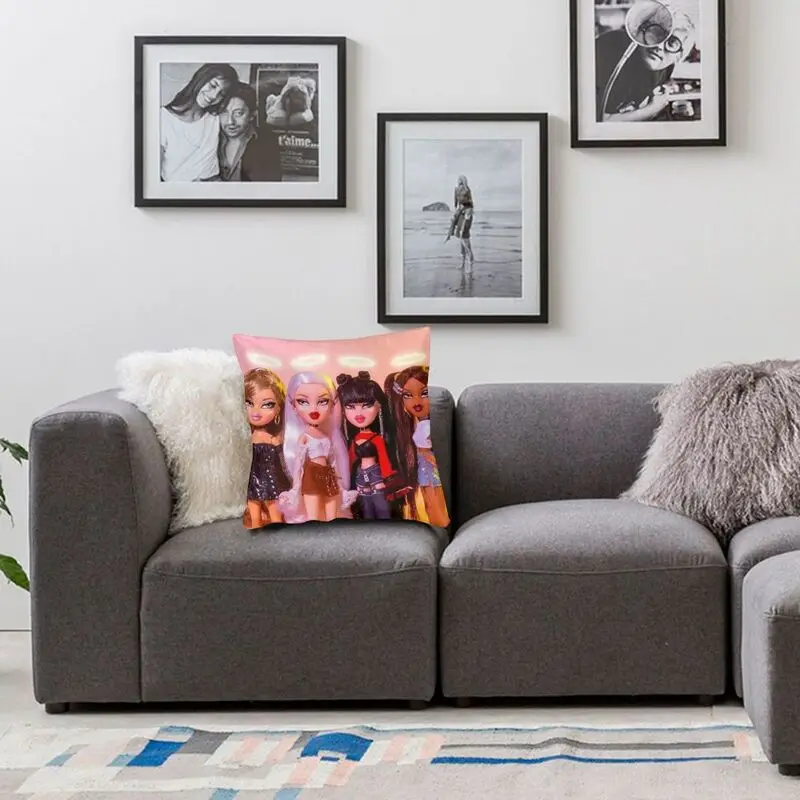 Aesthetic Bratz Bad Girls Club Cushion Covers Cartoon Tv Movie Velvet Luxury Throw Pillow Case Decor Home images - 6