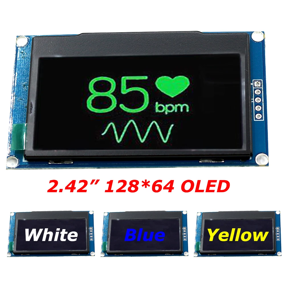 Модуль дисплея OLED 2 42 дюйма 128*64 4-контактный ЖК-экран SSD1309 128X64 IIC I2C для Arduino STM32 белый