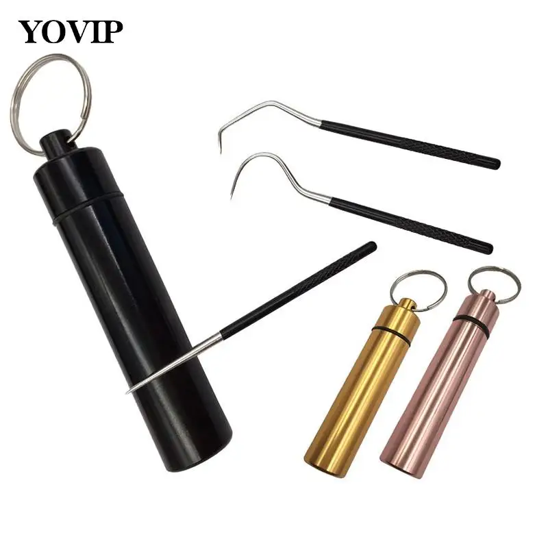 

304 Stainless Steel Aluminum Cylinder Toothpick Portable Metal Toothpick Set Reusable Metal Toothpicks For Outdoor Safe Use