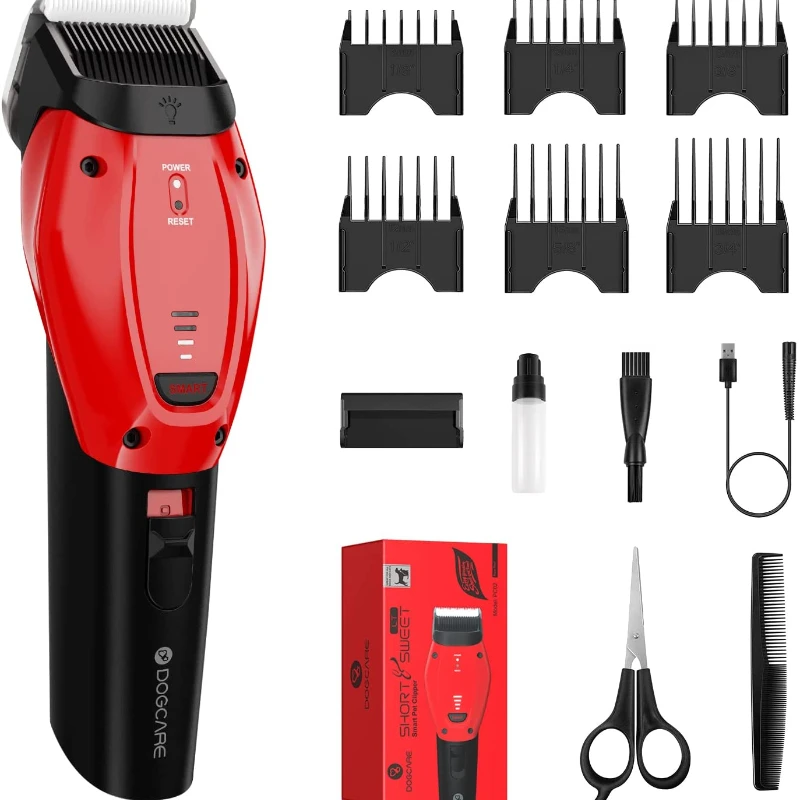 DogCare Dog Grooming Kit - 2022 Upgrade Smart 3-Mode Heavy-Duty Dog Grooming Clippers with Rechargeable 180-mins Battery, Sharp