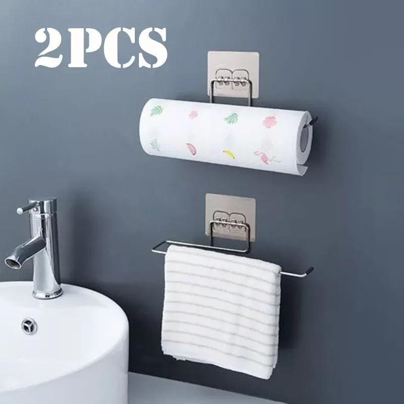 

Self-adhesive Bathroom Kitchen Roll Paper Towel Holder Rack Holder Hanging Toilet Stand Hanger Towel Bathroom Kitchen Organizer