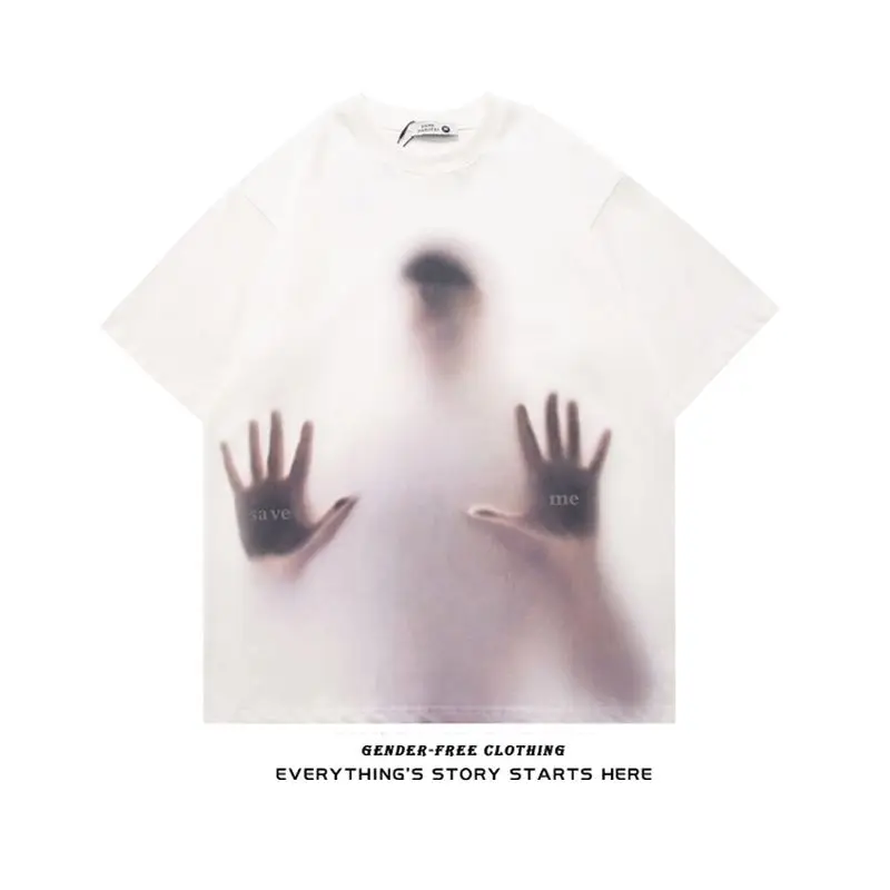 

2022 New Creative Blur Portrait Printed Casual Short-Sleeved T-Shirt Men and Women Loose Large Size Personality Trend T-shirt