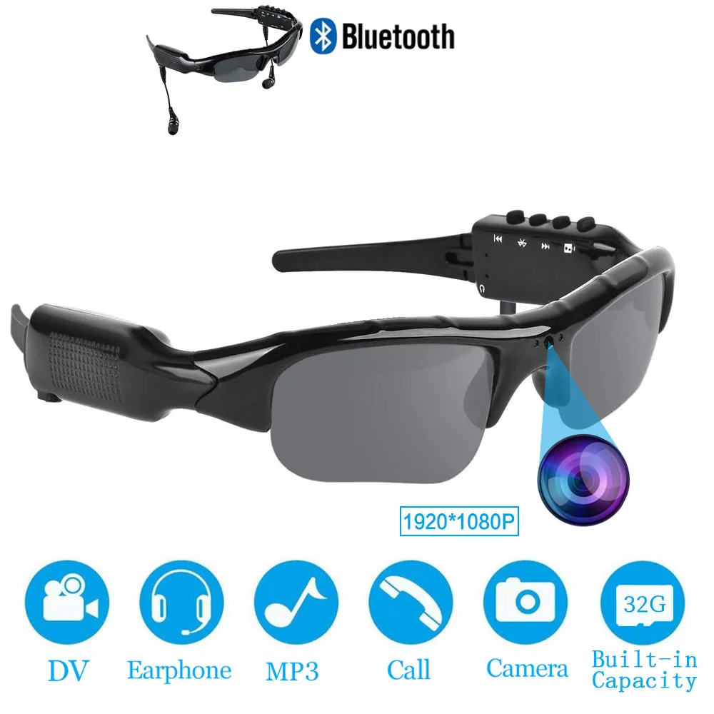 

New Smart HD 1080P 32GB Polarized Lens Mini Sunglasses Camera Multifunctional Bluetooth MP3 Player Sports DV Video Recorder