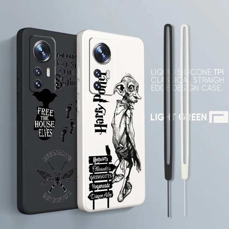 

Harrys Potter dobby For Xiaomi Mi 13 12T 11i 11X 10S 10 Pro Lite Liquid Rope Silicone Black Phone Case