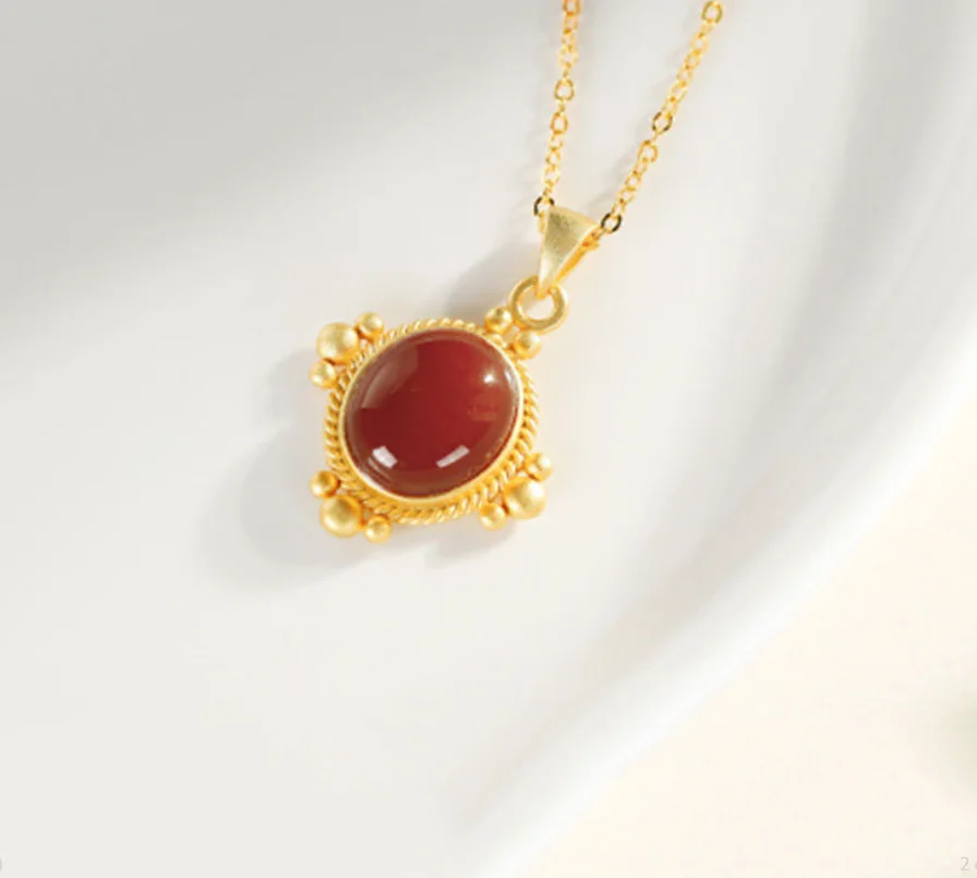 Южный красный агат изысканная простая ключичная цепочка женская модная