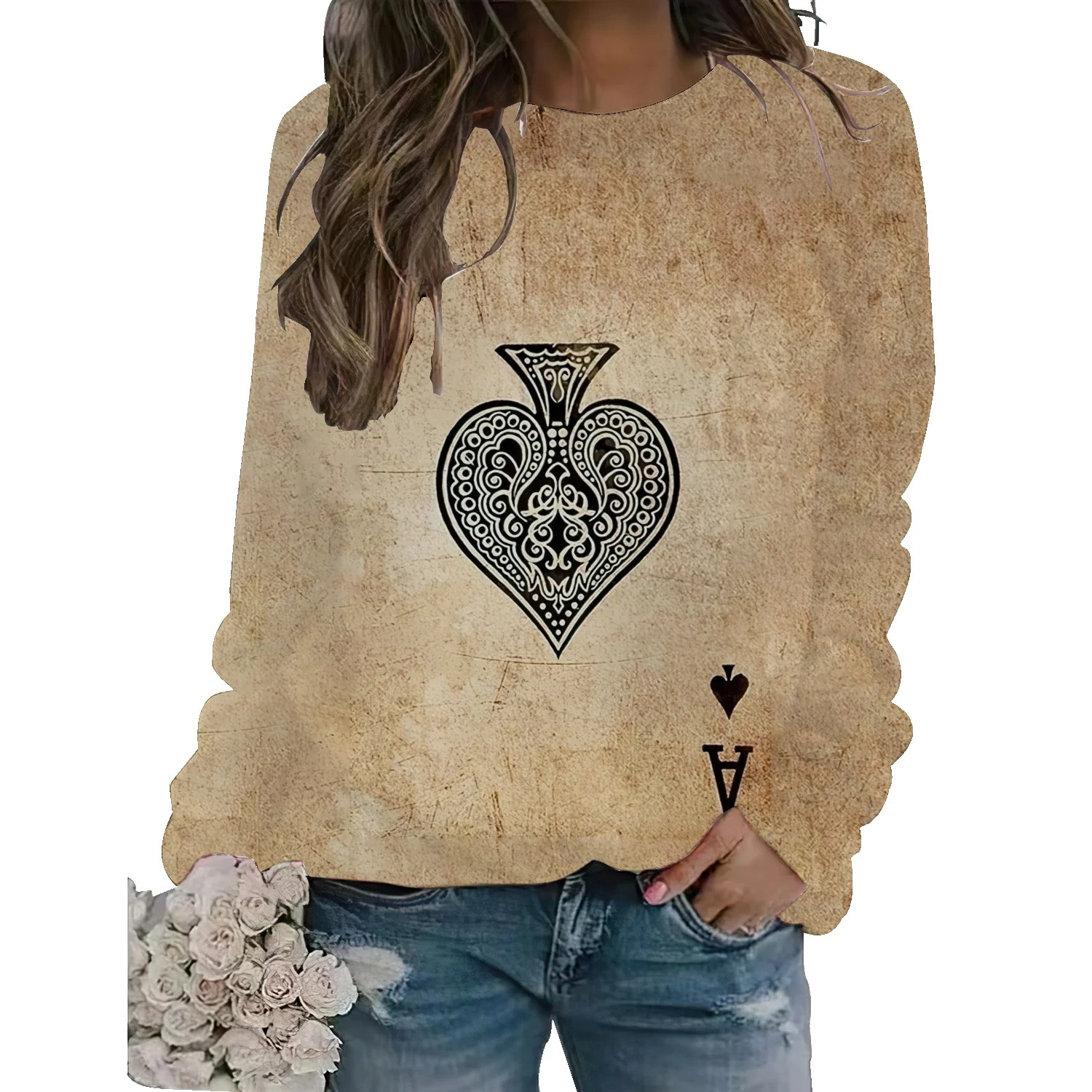 

Свитер свободный с круглым вырезом и длинными рукавами для мужчин и женщин, в американском стиле ретро, с буквами роз, большие размеры-300