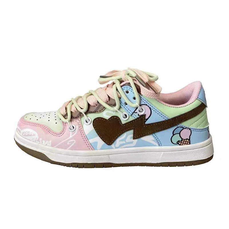 Women's Skateboard Shoes Niche Original Ice Cream Love Thick Bottom Student Breathable Casual Shoes 2022 Summer Ladies Sneakers