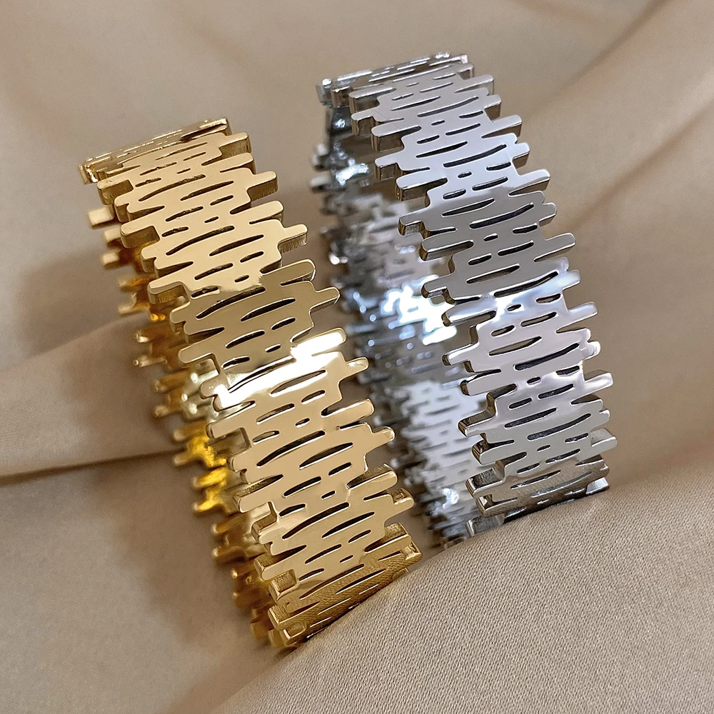 Крупные нестандартные металлические браслеты Greatera из нержавеющей стали для