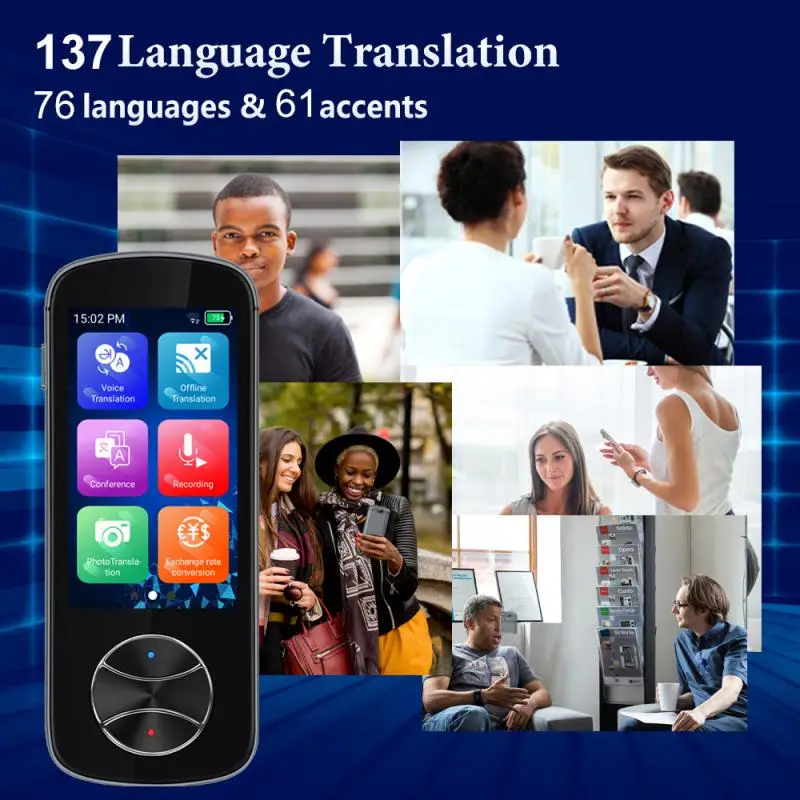 NEW V10 Portable Language Translator 137 Languages Two-Way Real-Time WiFi/Offline Recording/Photo Translatio Language Translator