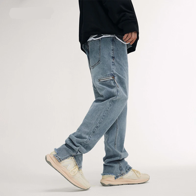 CHIPS 2022 Harajuku Men Hip Hop Streetwear Baggy Jeans Fashion Pants Men Vintage Washed Trousers Casual Straight Wide Leg Jeans
