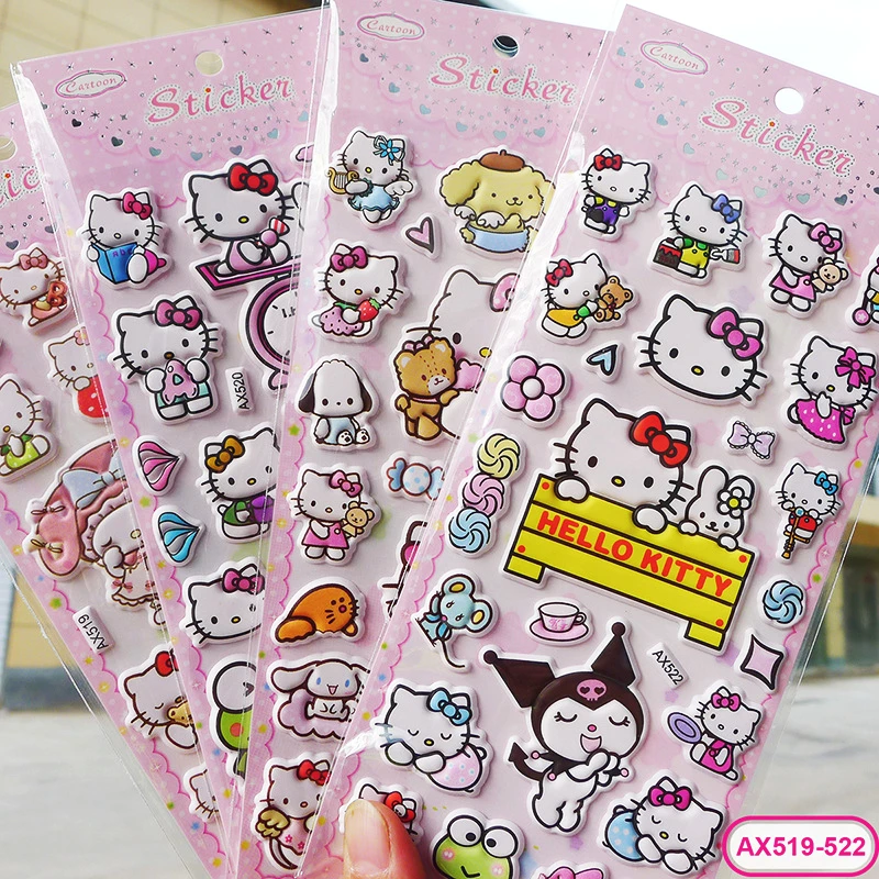 

kawaii Sanrios 3D Cartoon Cloud Sense Foam Stickers Kt Cat Kuromi Melody Cinnamoroll Cartoon Cute Stickers Decorative Toys
