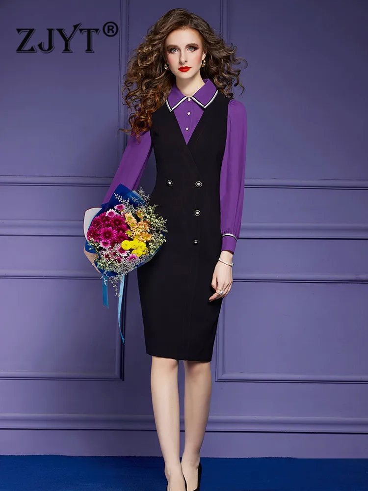 

Весна 2023, дизайнерское роскошное офисное платье-карандаш ZJYT с бисером, вечернее женское платье, Элегантное коктейльное платье до колена с д...