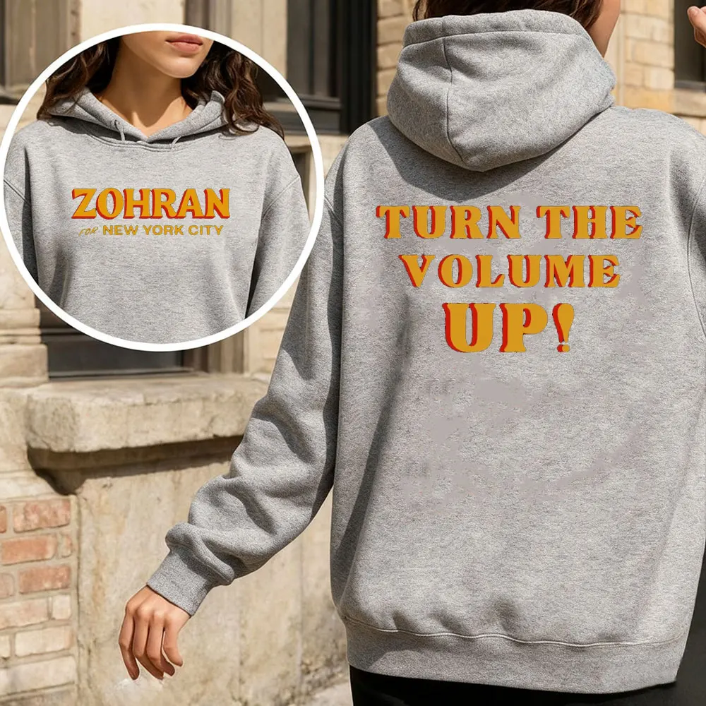 Фото Толстовка Zohran Mamdani: Turn The Volume Up Hoodie Первые мусульманские толстовки NYC's Mayor Mamdani Progressive Democrats Zohran для женщин №4